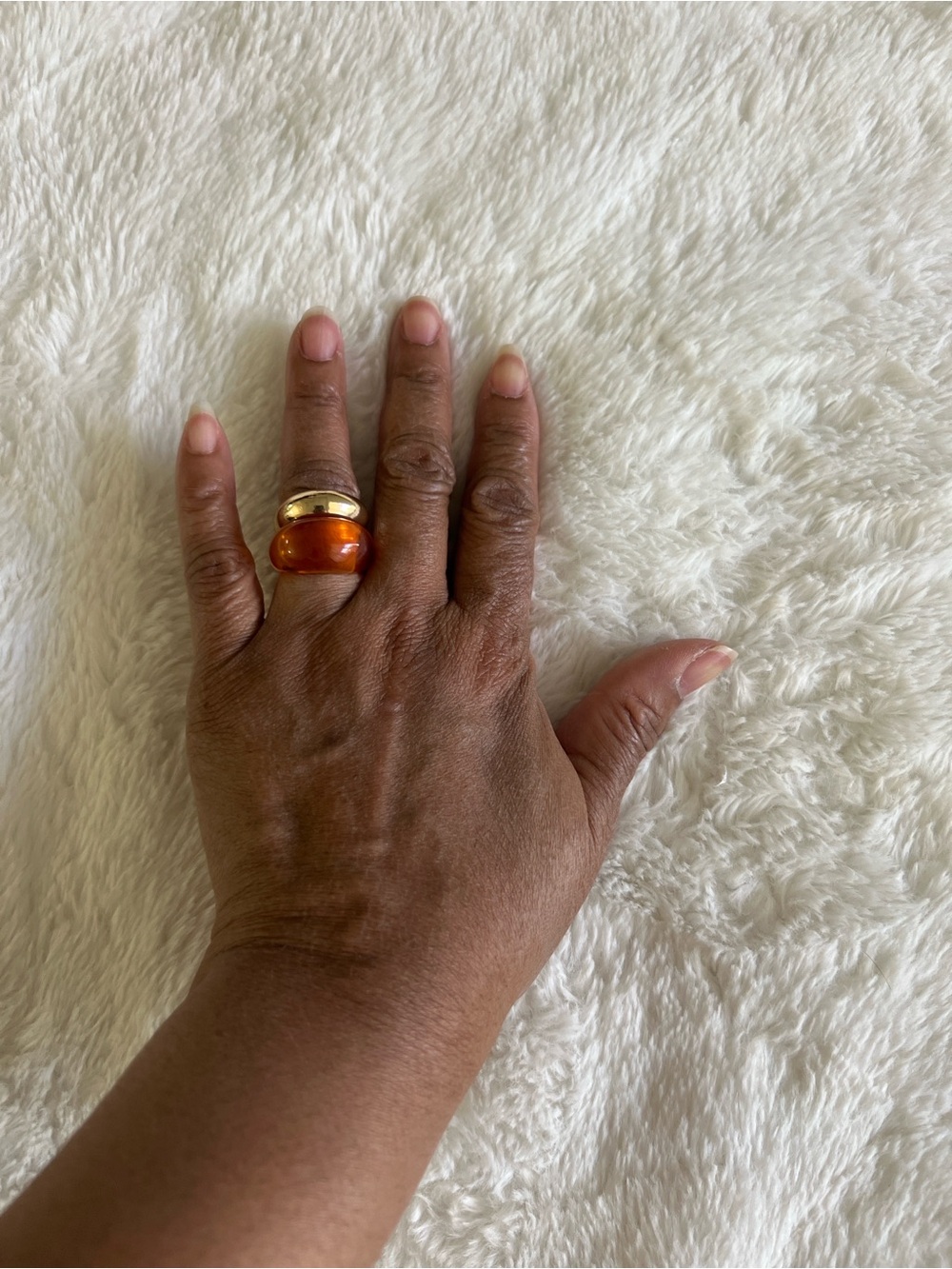 Steve Madden Gold Tone & Brown Resin Statement Ring Size 7.5 NIB
